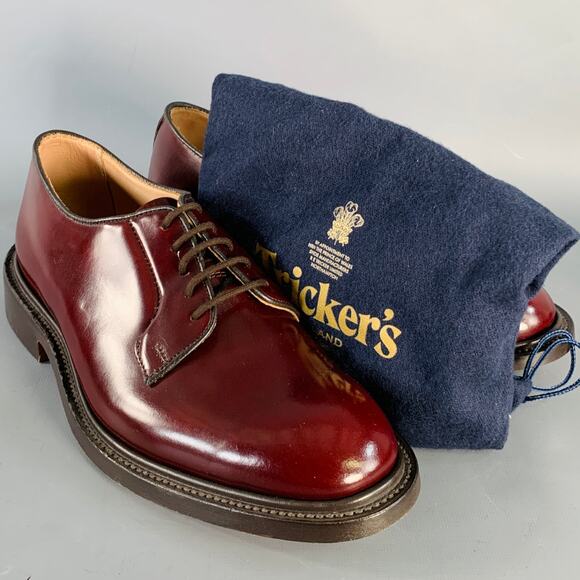 TRICKER'S Size 8 Robert Burgundy Bookbinder Leather Derby Lace-Up Shoes - Picture 9 of 9